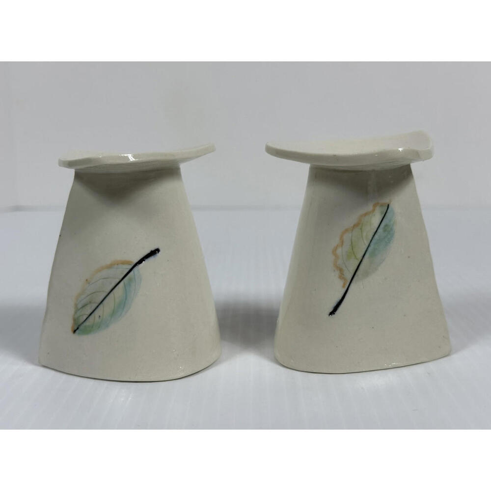 Set Of Two Leaf Candle Holders MCM The Porcelain Pasture Caroline Cogswell